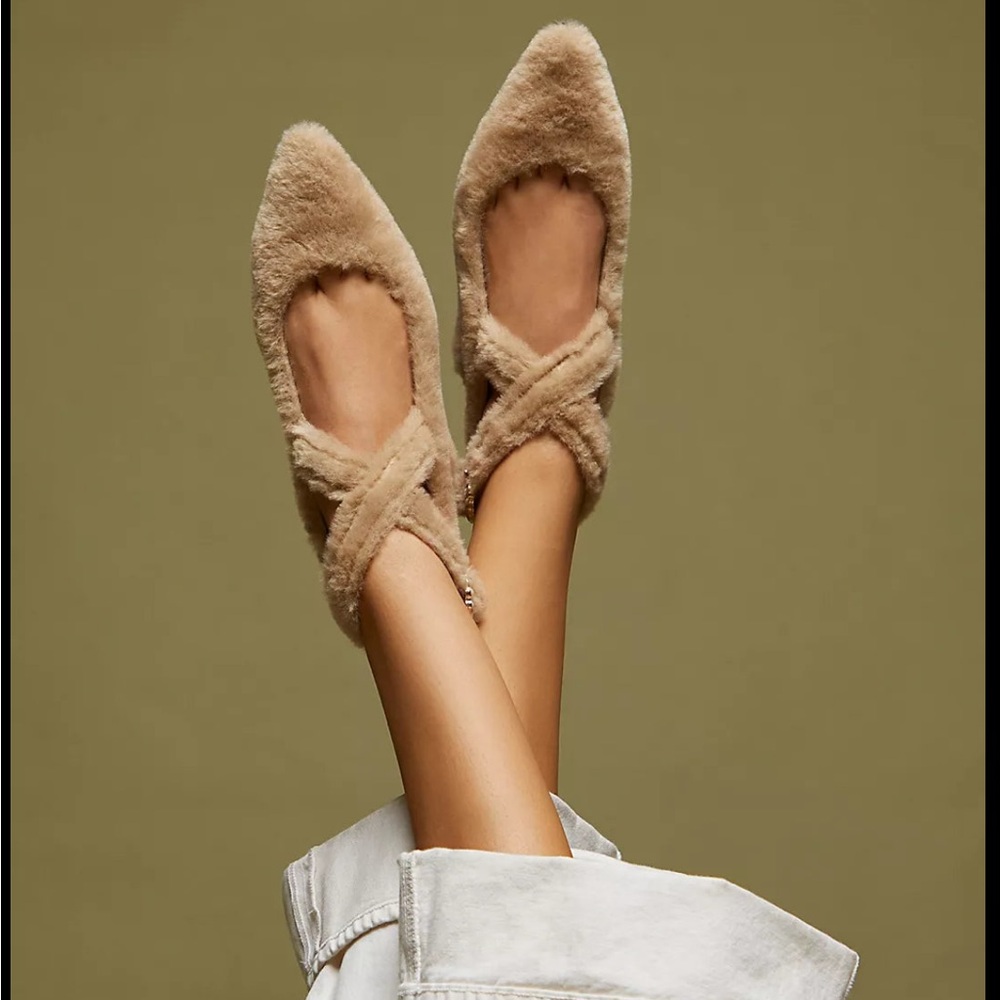 New in Box Free People Faux Shearling Ballerina Flats